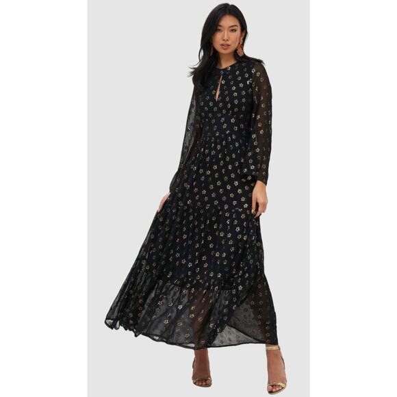 OLIPHANT Kala Black Balloon Sleeve Waisted Formal Maxi Dress Tuckernuck - Picture 1 of 7